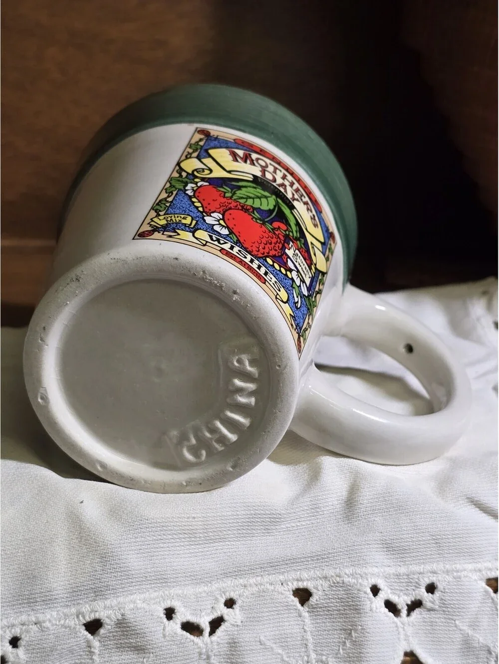 Vintage Mother’s Day Flower Pot  Mug Strawberry Perennial Wishes Ceramic Cup